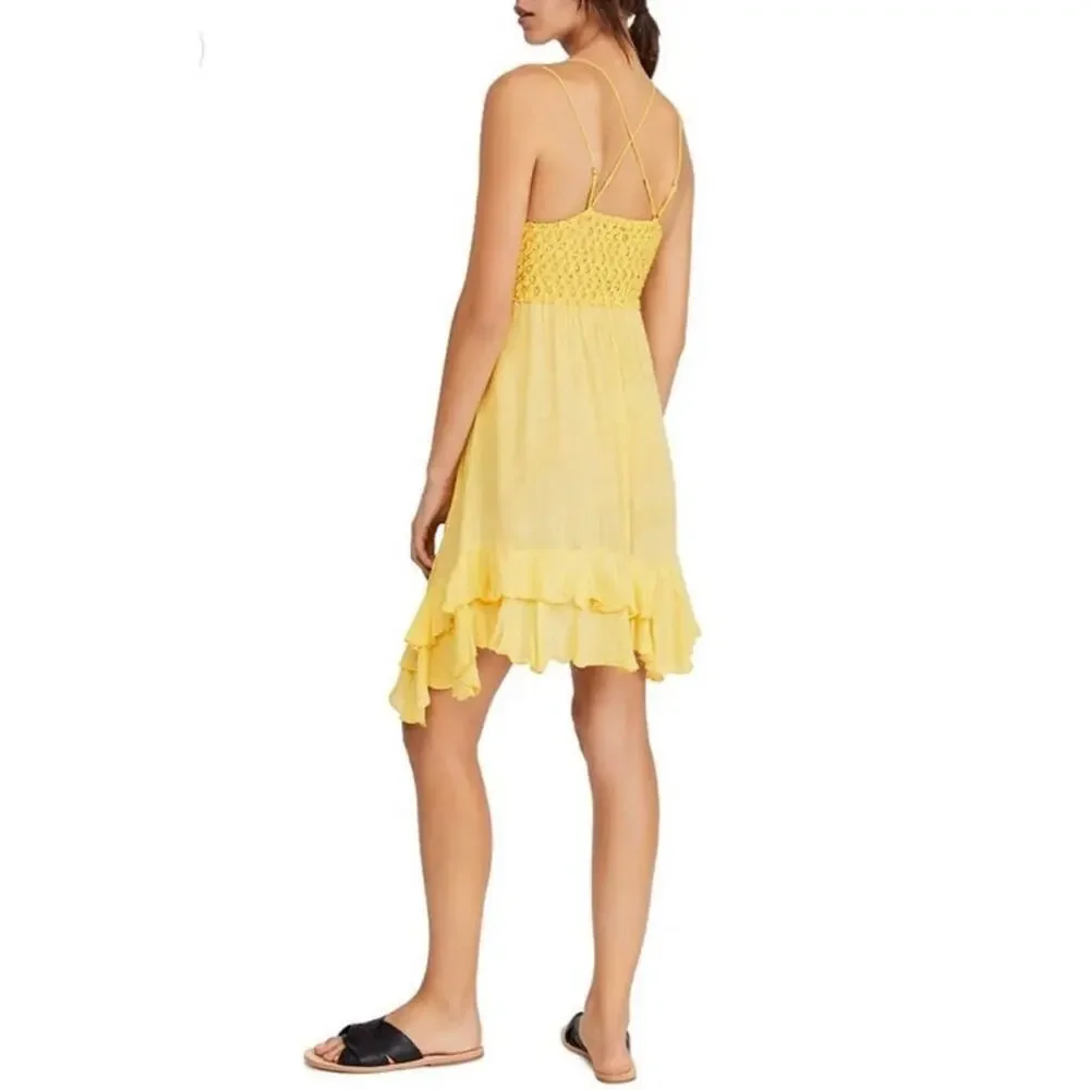 Free People Adella Slip Lace Dress XS Boho Sundress Flowy Fairycore Festival NWT - Picture 3 of 13